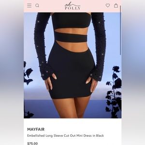 OhPolly dress. 2 piece. Size US 6. Tight fit. Short black dress.